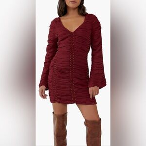 FREE PEOPLE Western Romance Mini Dress in Red Jasper size 8